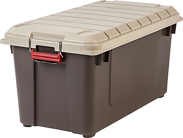 Iris Remington Heavy Duty Store-It-All Tote, 82 Qt, Brown/Tan, Pack Of 4 Totes