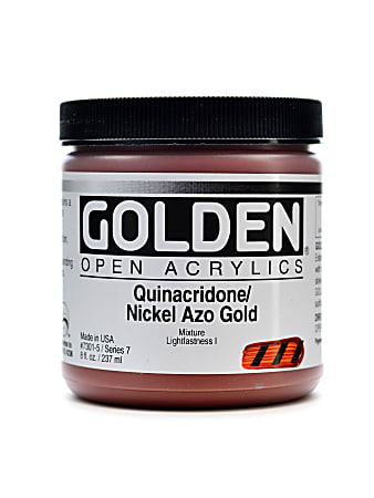 Golden OPEN Acrylic Paint, 8 Oz Jar, Quinacridone/Nickel Azo Gold