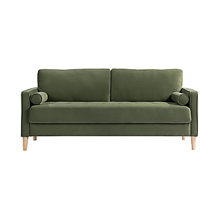Lifestyle Solutions Lillian Fabric Sofa, 33-1/8"H x 75-3/5"W x 32-1/2"D, Olive/Natural