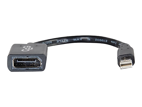 C2G 6in Mini DisplayPort to DisplayPort Adapter - Mini DP to DP Adapter - 4K 30Hz - Black - M/F - DisplayPort cable - Mini DisplayPort (M) to DisplayPort (F) - 6 in - black