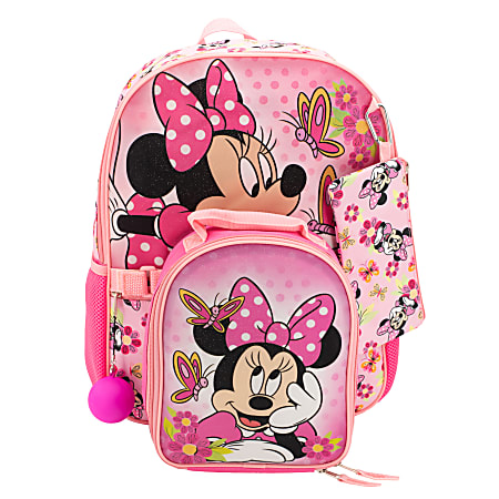 Accessory Innovations 5 Piece Kids Licensed Backpack Set Minnie Mouse