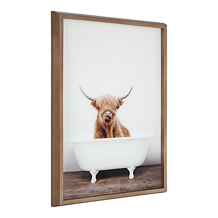 Uniek Kate And Laurel Blake Framed Printed Glass Art, 18" x 24", Highland Cow In Tub