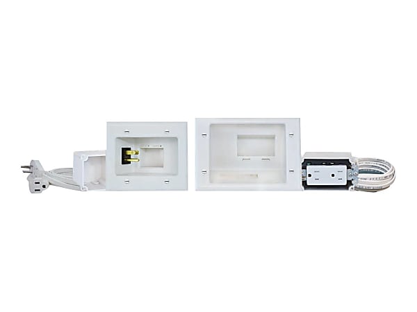 DataComm Flat Panel TV Cable Organizer Kit with Duplex Power Solution - Mounting plate - white