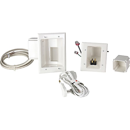 DataComm Flat Panel TV Cable Organizer Kit with Duplex Power Solution - Mounting plate - white