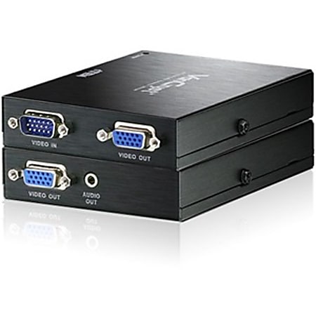 ATEN VE170 Video Console/Extender-TAA Compliant - 1 Input Device - 2 Output Device - 1000 ft Range - 2 x Network (RJ-45) - 1 x VGA In - 2 x VGA Out - WUXGA - 1920 x 1200 - Twisted Pair - Category 5e - Rack-mountable