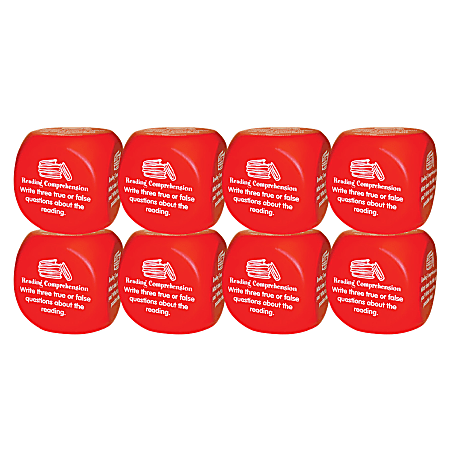 Kagan Publishing Reading Comprehension Cube Class Set, Red/White, Set Of 8 Cubes
