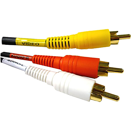 Professional Cable Composite Stereo Left & Right + Video 3 RCA, red, white, & yellow - 6ft - First End: 1 x RCA Male Composite Video, First End: 2 x RCA Male Stereo Audio - Second End: 1 x RCA Male Composite Video, Second End: 2 x RCA Male Stereo Audio