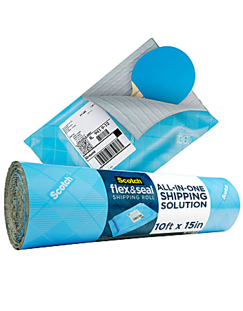 Scotch® Flex & Seal Shipping Roll, 15" x 10', Light Blue