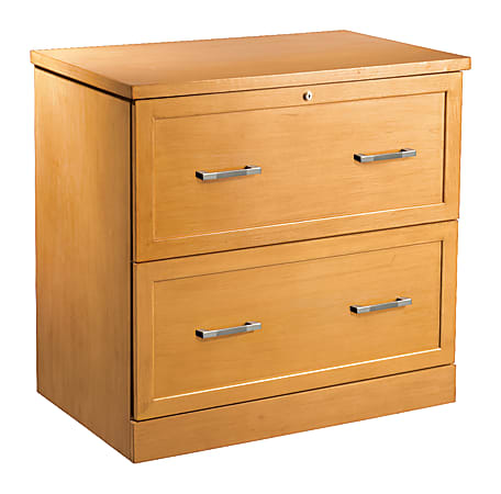 Realspace® Premium 19"D Lateral 2-Drawer File Cabinet, Light Cherry