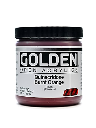Golden OPEN Acrylic Paint, 8 Oz Jar, Quinacridone Burnt Orange