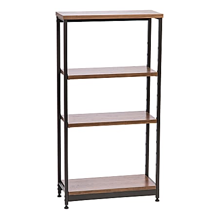 IRIS Tall Wood And Metal Shelf, Brown/Black