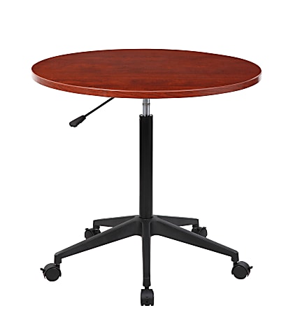 Boss® Mobile Round Height-Adjustable Table, Cherry/Black