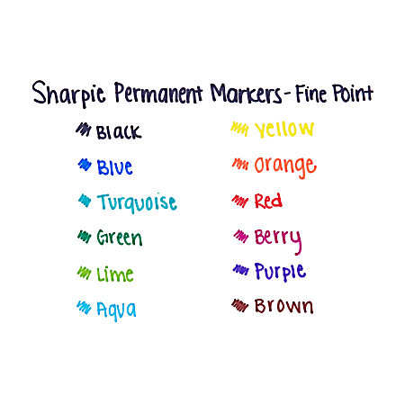 Sharpie Retractable Fine Point Permanent Marker - Fine Marker Point -  Retractable - Aqua, Berry, Black, Blue, Green, Lime, Navy, Orange, Plum,  Purple, Red,  - 12 / Set - R&A Office Supplies