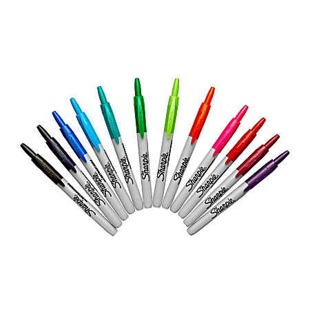 Sharpie® Retractable Permanent Markers, Fine Point, Assorted, Box Of 12