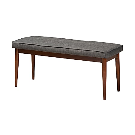 Baxton Studio 9353 Dining Bench, 17-3/4"H x 41-5/16"W x 15-3/4"D, Dark Gray/Medium Oak