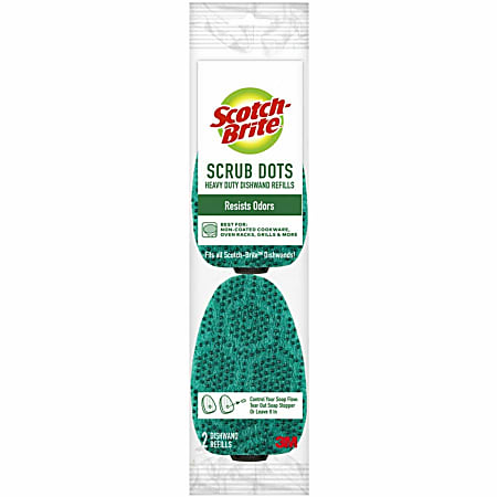 Scotch-Brite Scrub Dots Dishwand Refill - 3.5" Width x 4.4" Length - 14/Carton - Green