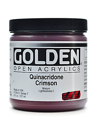 Golden OPEN Acrylic Paint, 8 Oz Jar, Quinacridone Crimson