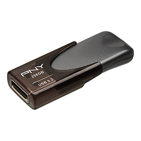 PNY Elite Turbo Attaché 4 USB 3.2 Flash Drive, 256GB, Dark Gray