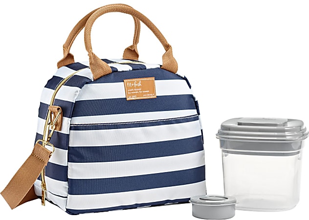 Fit & Fresh Portland Lunch Bag, Navy/White Stripes