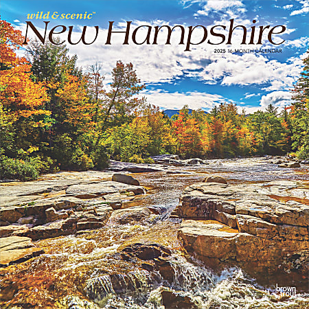 2025 BrownTrout New Hampshire Wild & Scenic Monthly Square Wall Calendar, 12" x 12", American States, Jan to Dec 2025, 9781975475383