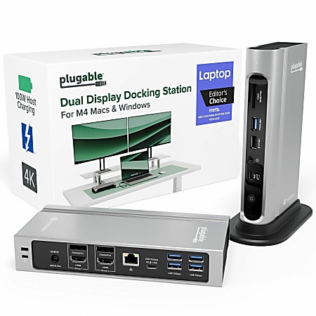 Plugable 16-in-1 Thunderbolt 4 Dock with 100W Charging, 4K Quad Monitor Setup for Thunderbolt 4 Windows Laptops - Thunderbolt Certified Dock with 2x HDMI, 2x DisplayPort, 2.5G Ethernet, 7x USB, SD