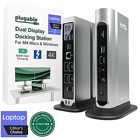 Plugable 16-in-1 Thunderbolt 4 Dock with 100W Charging, 4K Quad Monitor Setup  - TBT4UDZ