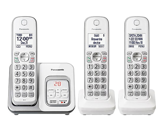Panasonic® DECT 6.0 Cordless Phone System, White, KX-TGD433W