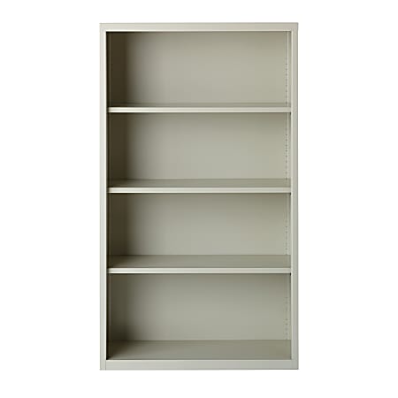 Hirsh® 60"H 4-Shelf Metal Bookcase, Light Gray