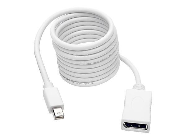 Tripp Lite Mini DisplayPort To DisplayPort Adapter Cable, 6', White