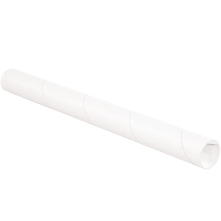 Partners Brand White Mailing Tubes With Plastic Endcaps,