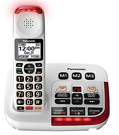Panasonic® Amplified Cordless Phone With Answering Machine, White, KX-TGM420W