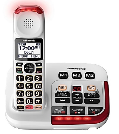 Panasonic&reg; Amplified Cordless Phone With Answering Machine, White, KX-TGM420W