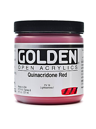 Golden OPEN Acrylic Paint 8 Oz Jar Quinacridone Red - Office Depot