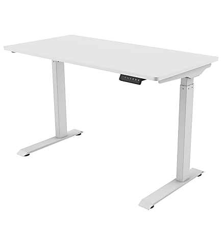 FlexiSpot E9 Quick-Install Metal Electric Height-Adjustable Standing Desk, 48-5/8"H x 48"W x 24"D, White
