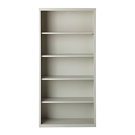 Hirsh® 72"H 5-Shelf Metal Bookcase, Light Gray