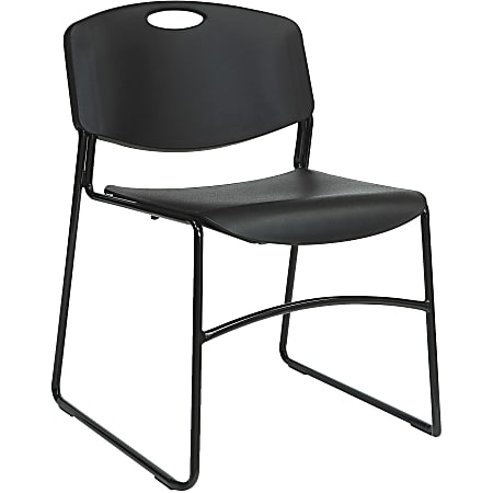 Lorell® Big And Tall Plastic Stacking Chairs, Black, Set Of 4 Chairs