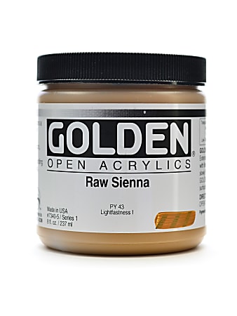 Golden OPEN Acrylic Paint, 8 Oz Jar, Raw Sienna