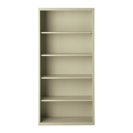 Hirsh® 72"H 5-Shelf Metal Bookcase, Putty