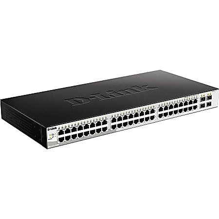 D-Link Metro DGS-1210-52/ME Ethernet Switch - 48 Ports - Manageable - Gigabit Ethernet - 2 Layer Supported - Modular - 4 SFP Slots - Twisted Pair, Optical Fiber - 1U High - Rack-mountable
