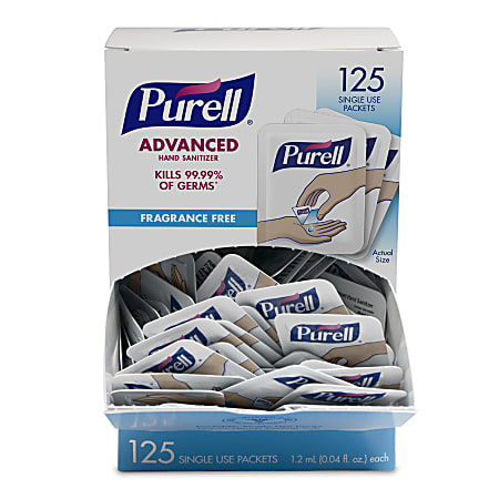 Purell® Singles Advanced Hand Sanitizer Individual Single-Use Packets, 1.2 mL, 125 Packets Per Box, Case Of 12 Boxes
