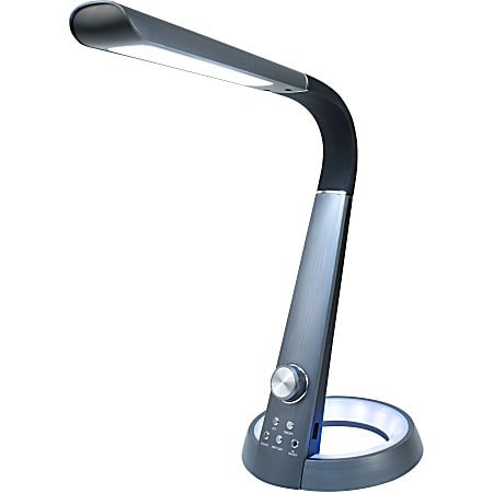 Royal Sovereign LED Desk Lamp with USB and Night Light - RDL-110U - 22" Height - 7" Width - 8 W LED Bulb - 450 lm Lumens - ABS - Desk Mountable - Black, Titanium Gray - for Desk