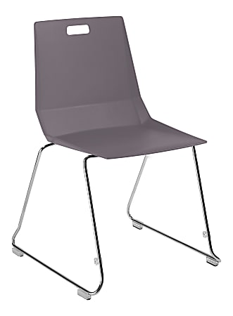 National Public Seating LuvraFlex Polypropylene Stacking Chairs, Charcoal/Chrome, Pack Of 4 Chairs