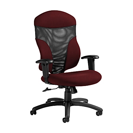 Global® Tye Mesh Tilter Chair, High-Back, 45 1/2"H x 25"W x 26"D, Red Rose/Black