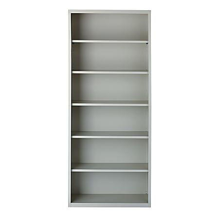 Hirsh® 82"H 6-Shelf Metal Bookcase, Light Gray