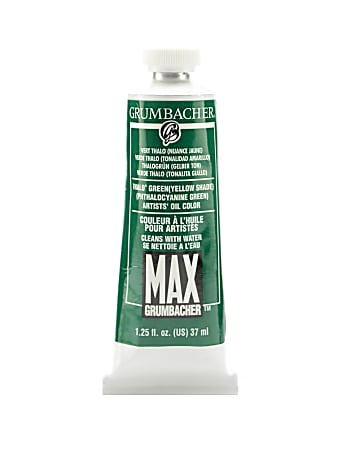 Grumbacher Max Water Miscible Oil Colors, 1.25 Oz, Thalo Green (Yellow Shade), Pack Of 2