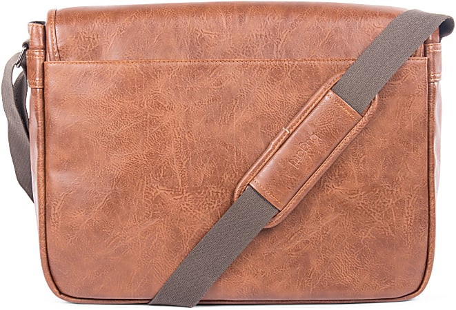 Bugatti Valentino Vegan Leather Messenger Bag With 15.6 Laptop Pocket Cognac ODP Business Solutions