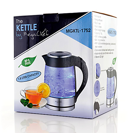 MegaChef 99596270M 1.8 Liter Electric Tea Kettle Clear - Office Depot