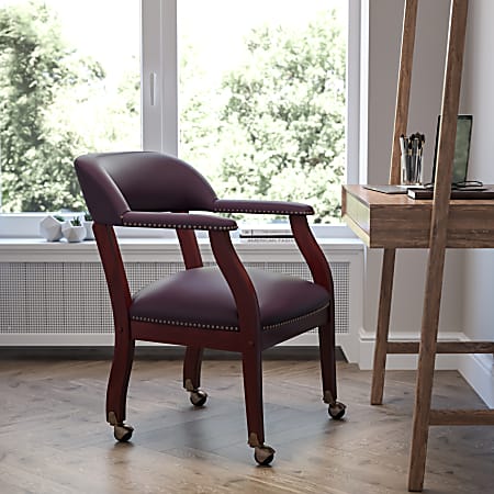 Flash Furniture Luxurious Conference Chair With Casters, Burgundy/Brown