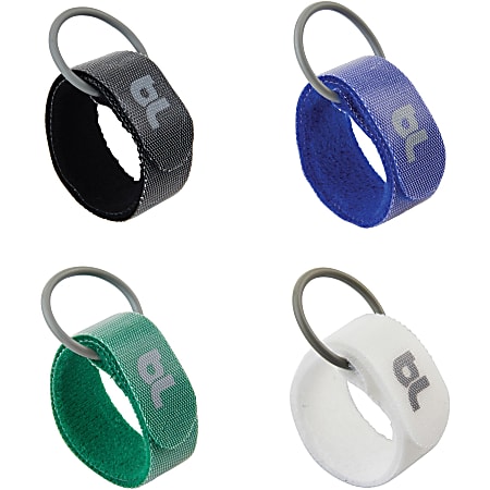 Bluelounge Large Cable Ties with Hook and Loop Closure - Cable Tie - Assorted - 4 Pack - 10" Length