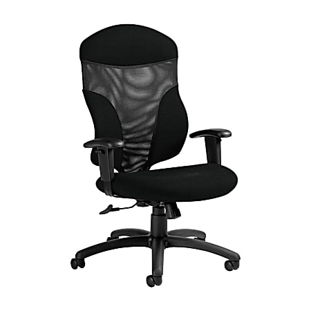 Global® Tye Mesh Tilter Chair, High-Back, 45 1/2"H x 25"W x 26"D, Black Coal/Black